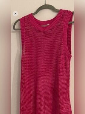 a new day Bright Fuchsia Open-Knit tank dress